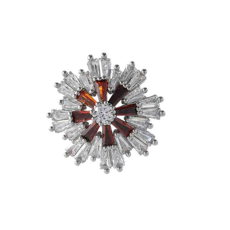 Crystal Snowflake High -End Fashion Metal Brooch Brooch Female Color Sun Flower Anti -Glare Brooch Accessories