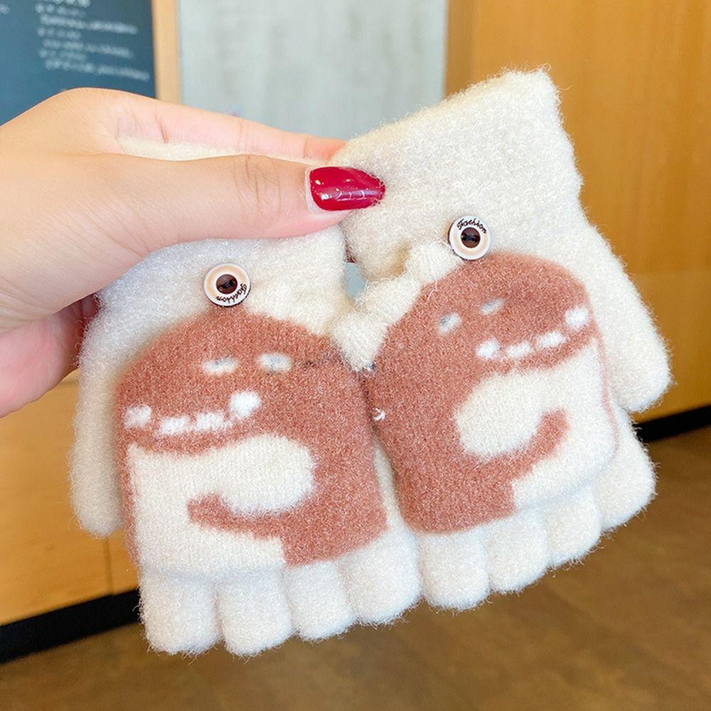 Утолщенные перчатки осень-зима, детские перчатки с мультяшным принтом, теплые варежки для мальчиков и девочек
