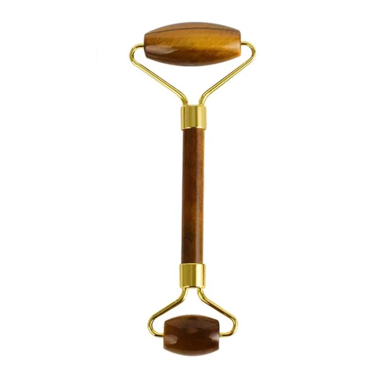 Natural Tiger Eye Jade Roller Guasha Beautiful Massager Facial Scraping Tools Neck Face Massage Anti Wrinkle Relax SPA Stone