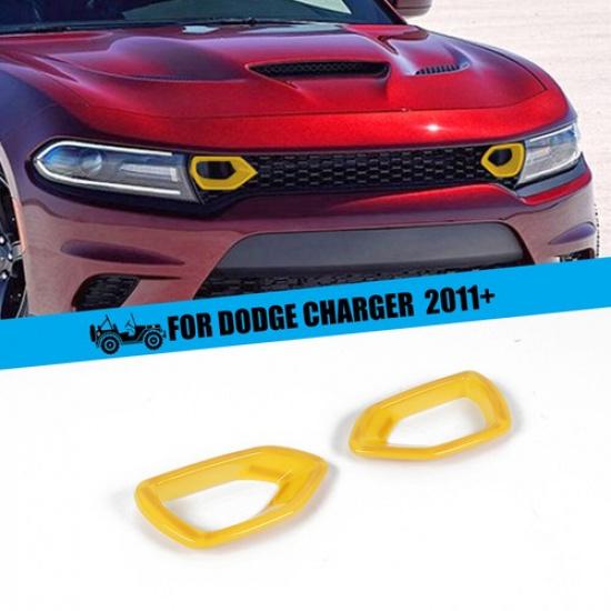 2x Front Bumper Center Grill Grille Cover Trim For 2015-22 Dodge Charger Yellow