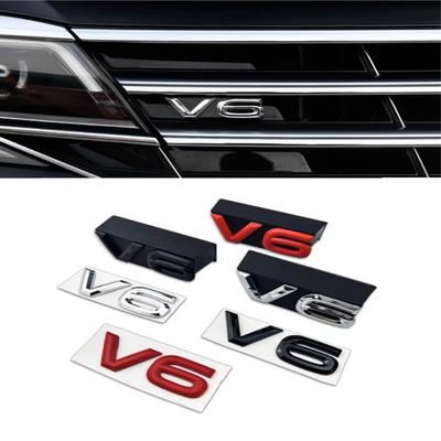 ABS V6 Логотип Автомобиль Передняя решетка Значок Задний багажник Эмблема Боковая наклейка для Passat Phaeton CC R32 R36 Touareg Teramont