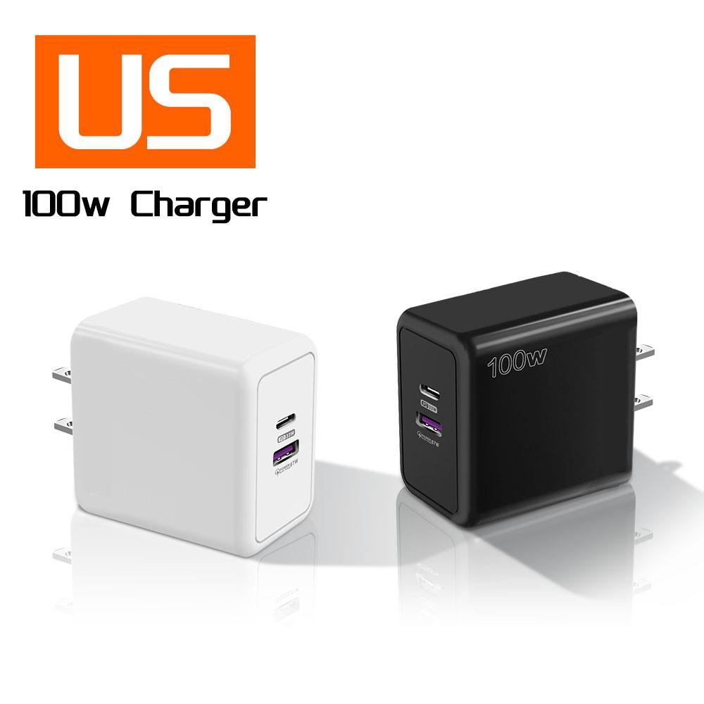 Многопортовое быстрое зарядное устройство 100 Вт: Type-C PD+USB, Вилка EU/UK, Совместимо с iPhone 15