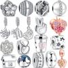 S925 Sterling Silver Leaves Mushroom 20 30 40 Anniversary Beads Fit Original Charm Bracelet Women DIY Jewelry Accessories