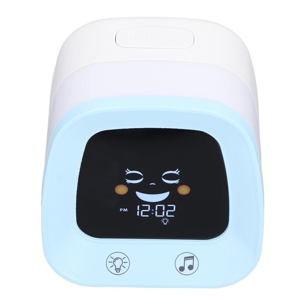 Детский мультяшный будильник с нежной музыкой, ночник, успокаивающий настроение, цифровые часы для обучения сну, синий