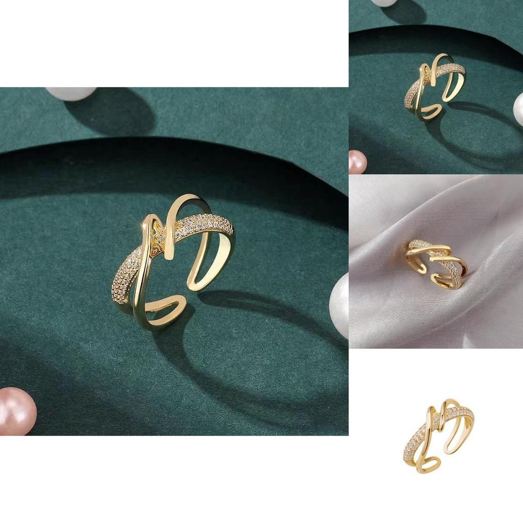Trendy Simple Design Copper Ring For Women Featuring Dazzling Adjustable Shape Geometric