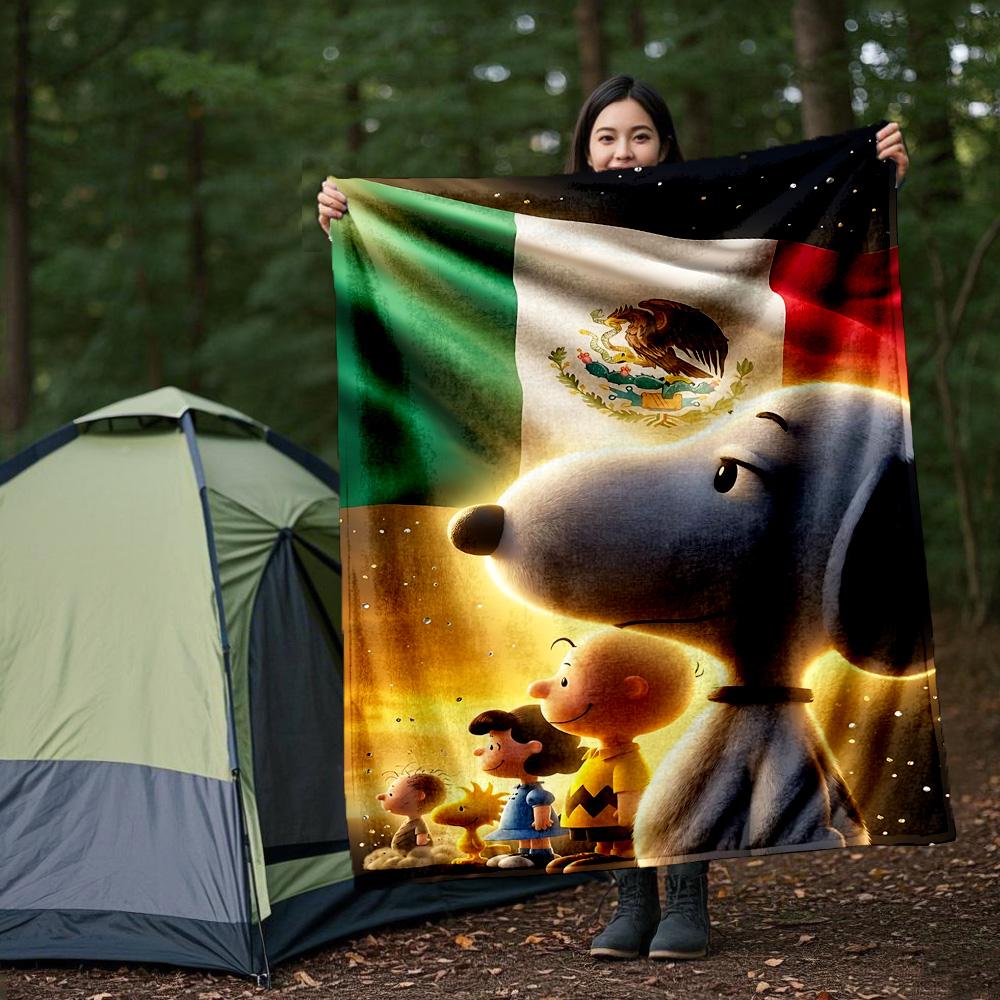 1pc Snoopy Friends Mexico Outdoor Blanket, Soft And Comfortable Blanket, Casual Warm, Camping Travel Blanket, Birthday Gift. M714068