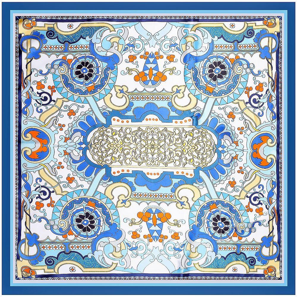 Luxury Four Leaf Clover Flower Headband Hijab Bandana Women Satin Silk Scarf Shawl Foulards Femme Square Scarves Wraps 90*90CM