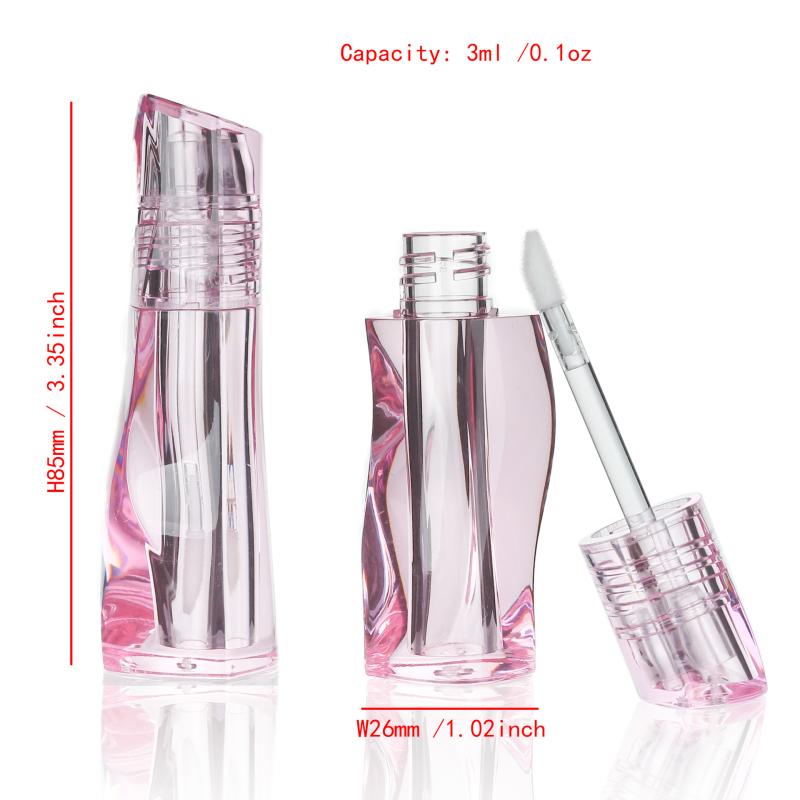 2.5Ml/3Ml Wave Lip Gloss Tube Transparent Thick Rod Large Brush Head Empty Bottle Lips Glaze Container Makeup Packaging Material