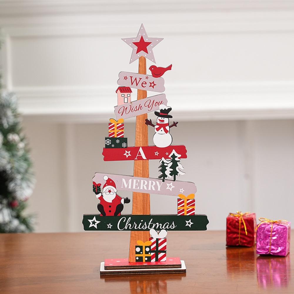Креативное украшение на стол в виде рождественской елки, деревянная буква, рождественские таблички, табличка, поделка своими руками, настольная табличка с Санта-Клаусом, домашний декор