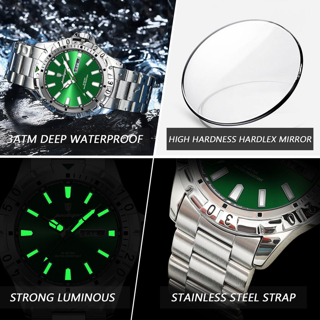 Luxury Man Watch Waterproof Luminous Date Week Men Watch Casual Male Clock Stainless Steel Sports Men's Quartz Watches