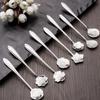8PCS Stainless Steel Flower Spoon, Long Handle Coffee Tea Stirring Spoon, Decorative Dessert Honey Ice Cream Spoon for Home Kitchen Party Gift