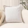 Square Striped Fringe Cushion Cover Polycotton Zippered Throw Pillowcase Boho Farmhouse Sofa Couch Pillow Cover Home Decor