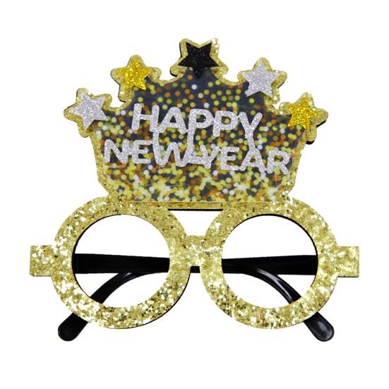 2024 новогодние украшения для вечеринки, очки, реквизит для фотографий, черные и золотые тематические рамки, оправы для очков с новым годом