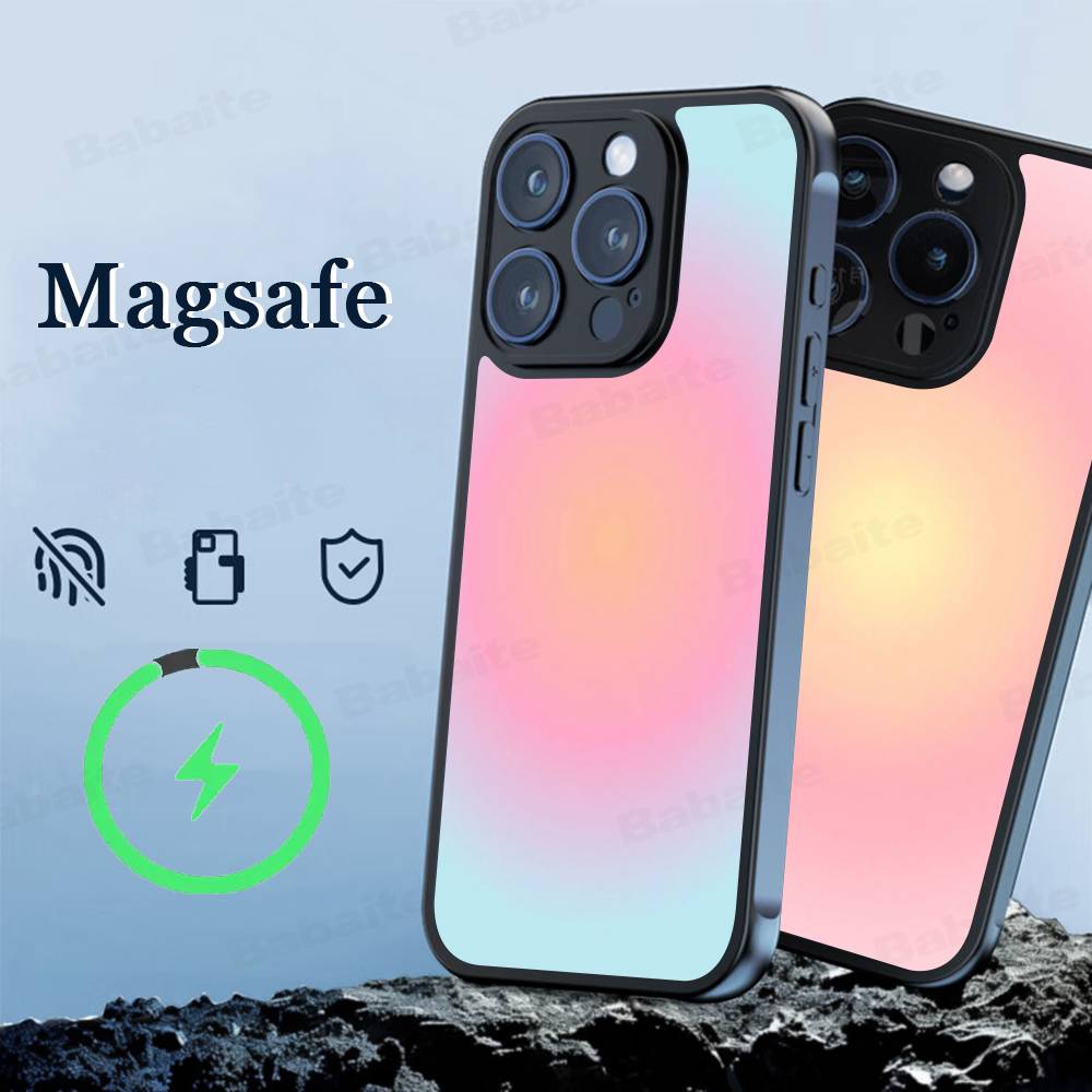 INS Цветной ореол Минималистичный стиль Чехол для телефона Magesafe Магнитный беспроводной зарядный чехол Для IPhone 16 11 12 13 14 15 Pro