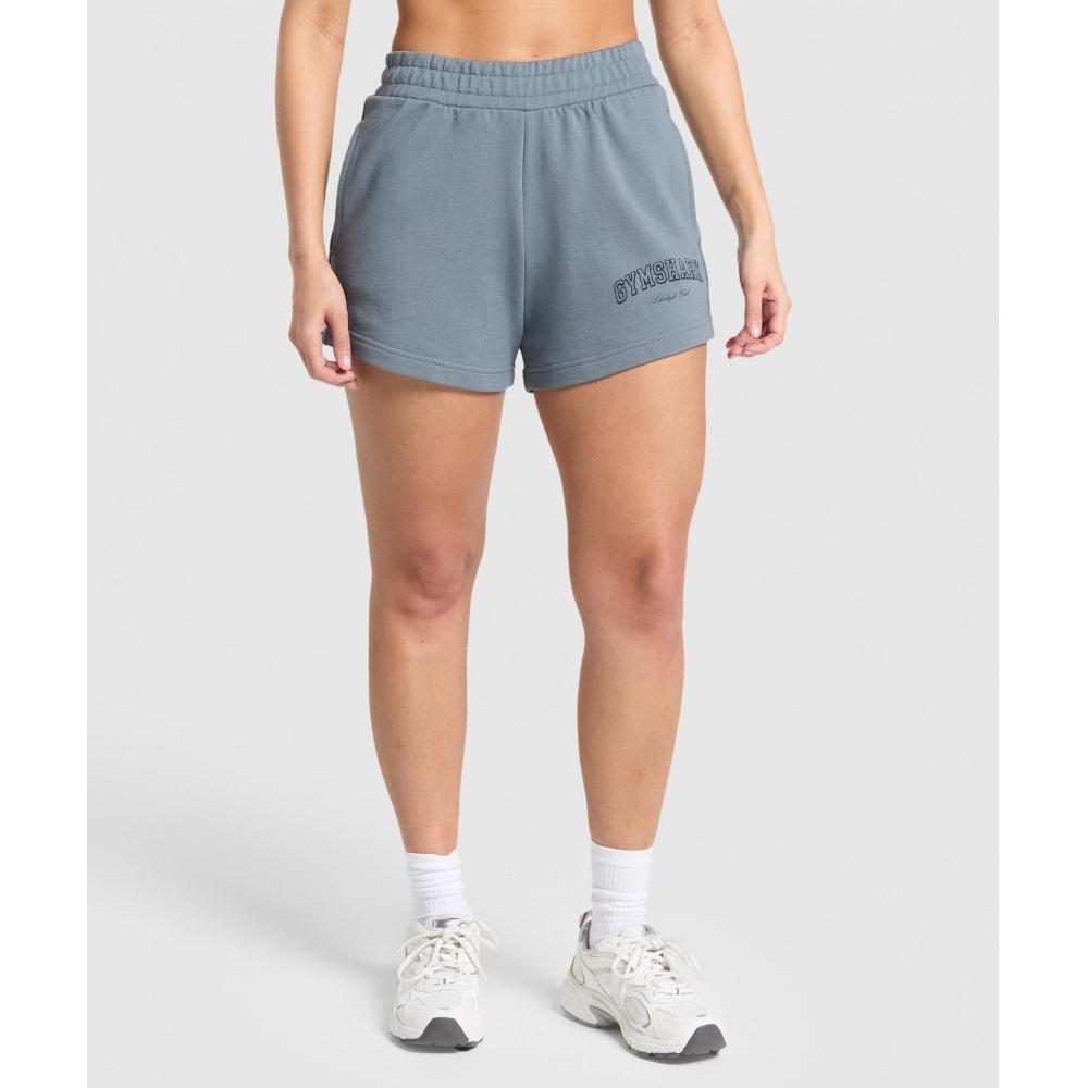 Gymshark Campus Classics Graphic Sweat Shorts Iron Blue B3c3b Uctm