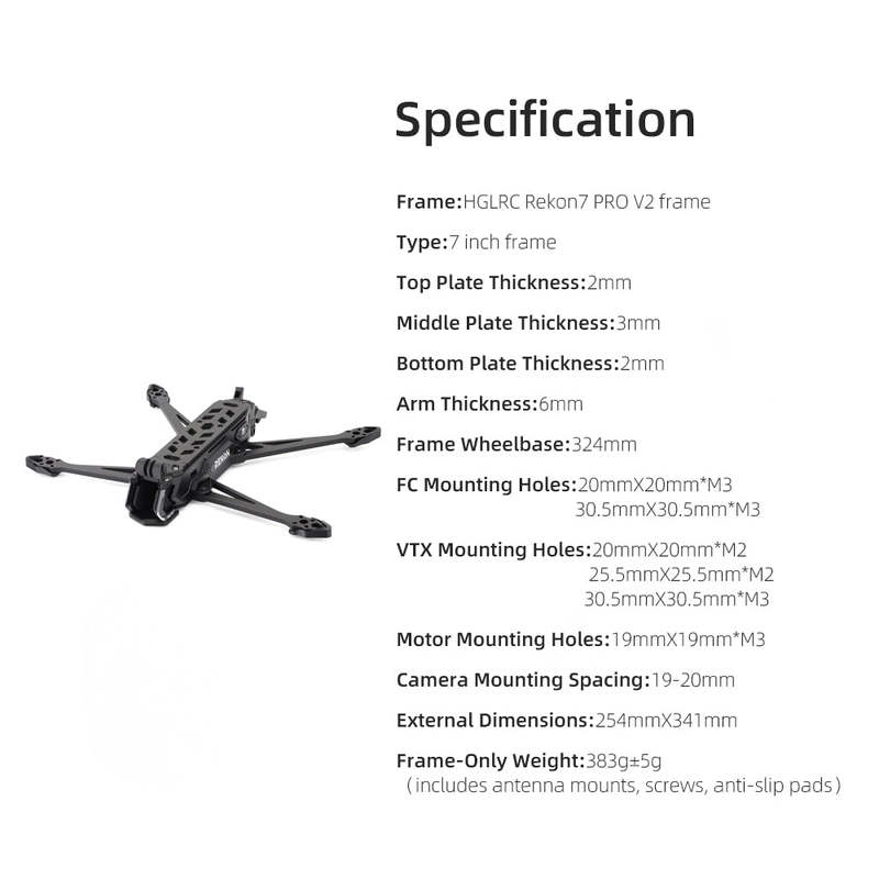HGLRC Rekon7 PRO V2 7-inch FPV Long Range Frame Kit