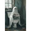 Gothic Ghost Skeleton Reading in Toilet Halloween Poster Canvas Painting  Spooky Wall Decor for Living Room Bathroom and Home