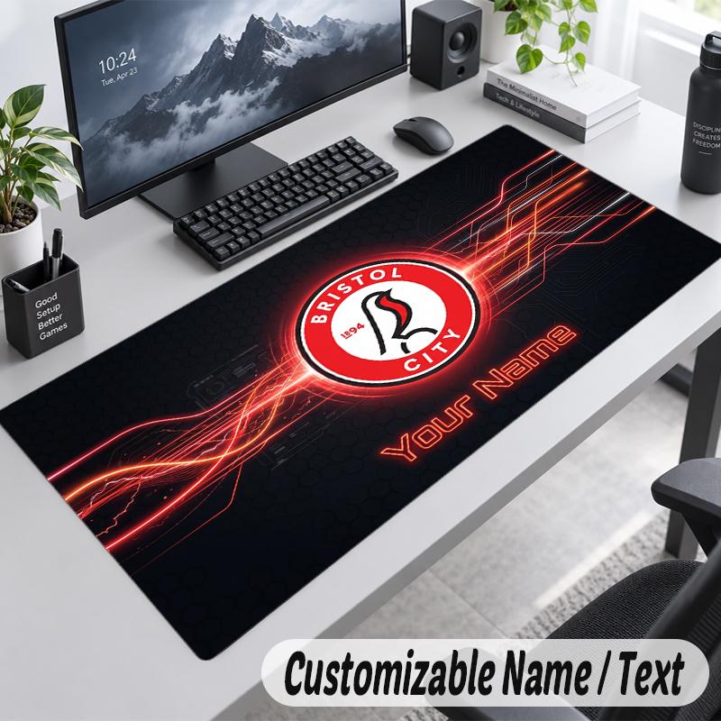Custom Name Text Mouse Pad Bristol City Personalized Desk Pad For Work And Gaming