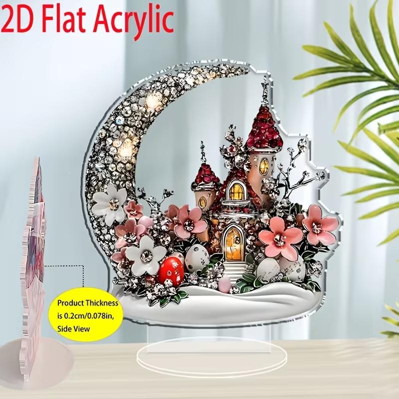 Мечеть Мекки Настольное украшение Полумесяц и исламская архитектура Подходит для дома, гостиной Подарки на Рамадан Религиозный декор