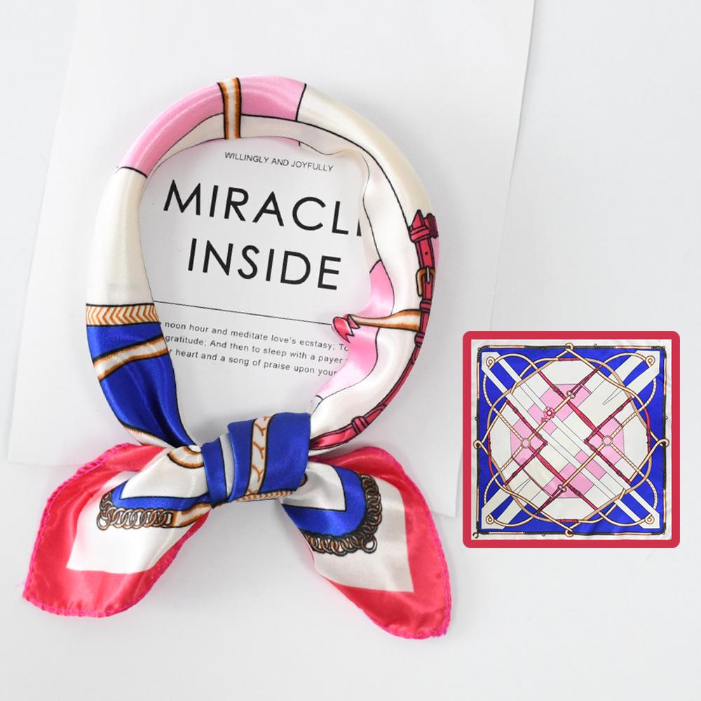 Новый модный высококачественный шелковый шарф квадратный шарф цепочка имитация шелка 50x50 маленький шарф для женщин