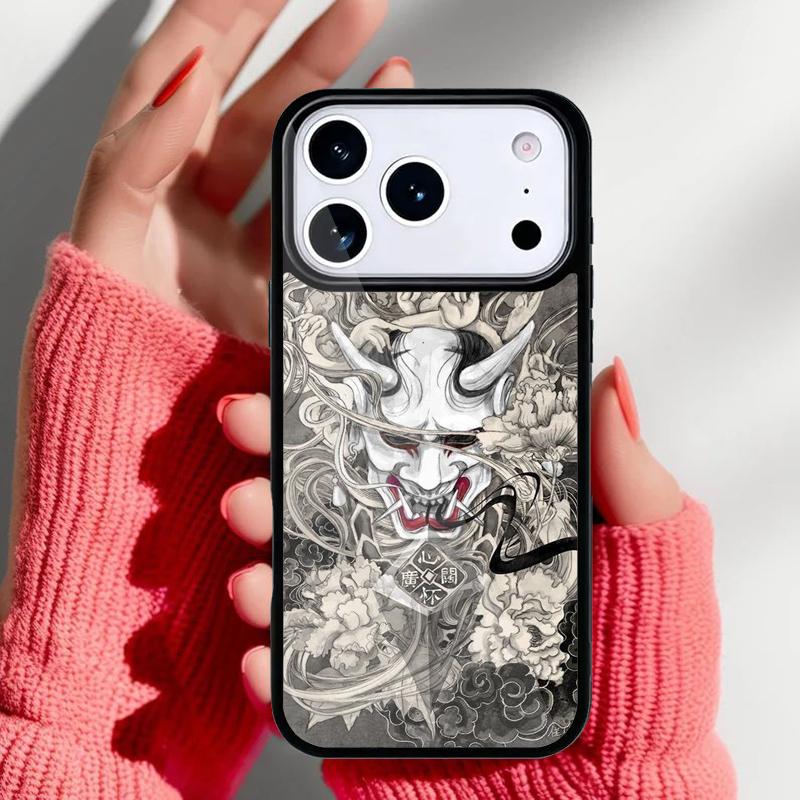 Японский чехол-маска Хання для iPhone 17 16 15 14 13 Pro Max Задняя крышка для 12 11 Pro Coque