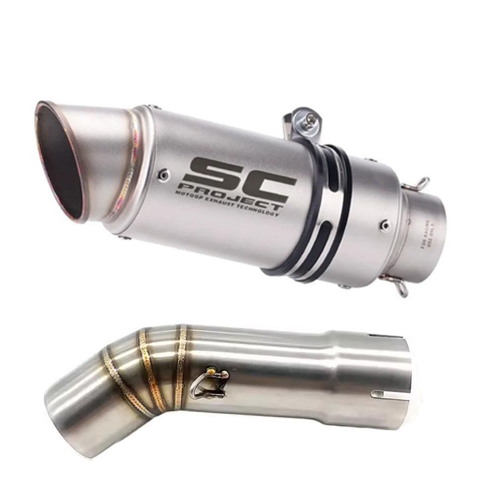 Black / Silvery / Carbon / Blue Exhaust Pipe With Motorcycle Muffler Mid Link Pipe For Yamaha FZ-8 Fazer 800 FZ8 / S / N 10-15