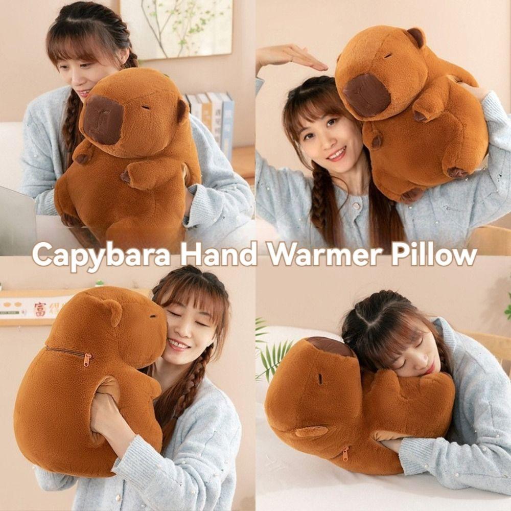 Soft Capybara Plush Hand Warmer Cartoon Capybara Sleeping Pillow Children Toys