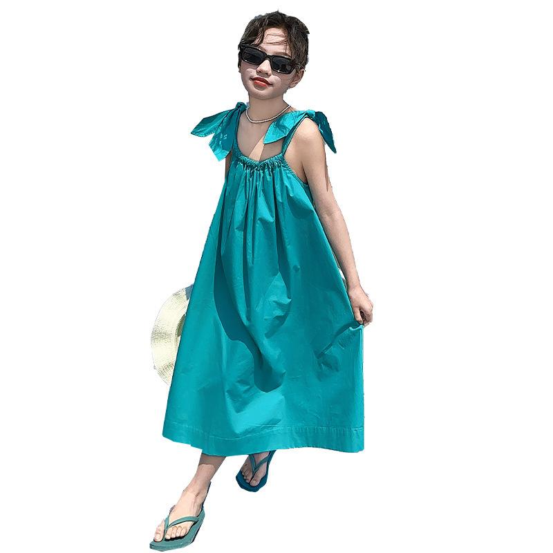 Skirt summer new sweet loose and thin design lace-up suspender dress women's seaside vacation dress women