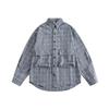 Japanese-Style Retro Large Pocket Plaid Long-Sleeved Shirt Men and Women Vintage Multi-Pocket Couple Contrast Color Shirt Coat