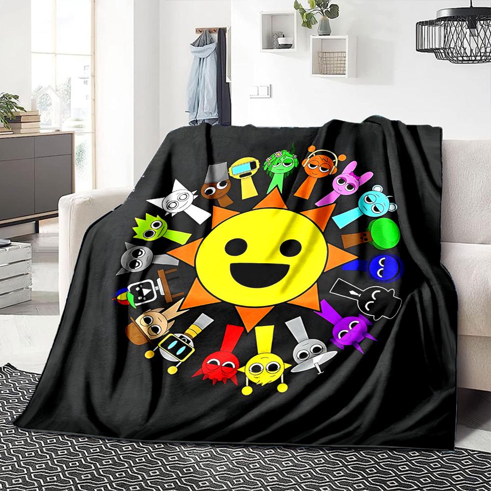 1Pc Colorful Sprunki Characters Blanket For Couch Bed Plush Cozy Fuzzy Blanket Super Soft Warm Blankets For Fall And Winter 0918293