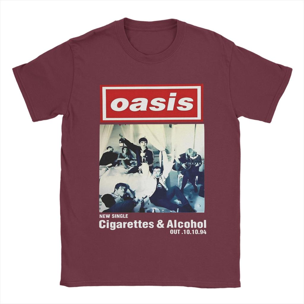 Повседневная футболка с принтом Rock O-Oasis для мужчин, с круглым вырезом, короткий рукав, 100% хлопок, летняя одежда
