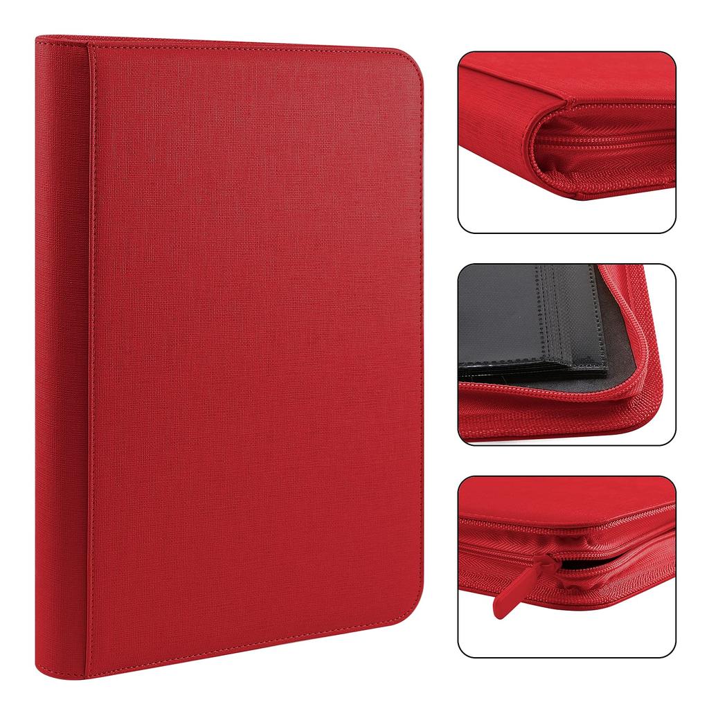 Файл для хранения карточек PAKESI Star Card, 9 карманов, вмещает 360 карточек, лист для сбора карточек Star Cards и других карточек, файл для хранения карточек Star Card Collection (красный)