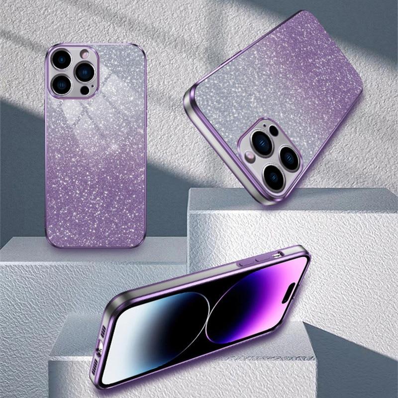 Модные блестящие чехлы 2 в 1 для iPhone 15 Pro Max 14 Plus 13 12 Mini 11 X XR Xs 7 8 SE 2022 Силиконовый чехол из ТПУ Защитная задняя крышка