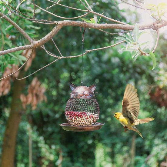 Кормушка для диких птиц в винтажном стиле для кошек с перегородкой, легко наполняется, просторная, стоячая