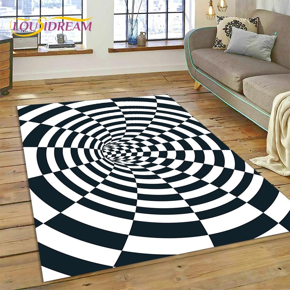 3D Vortex Visual Illusions Ковер Ковер для гостиной Спальня Домашний декор, Напольный коврик Нескользящее украшение для дивана Кухня Коврик