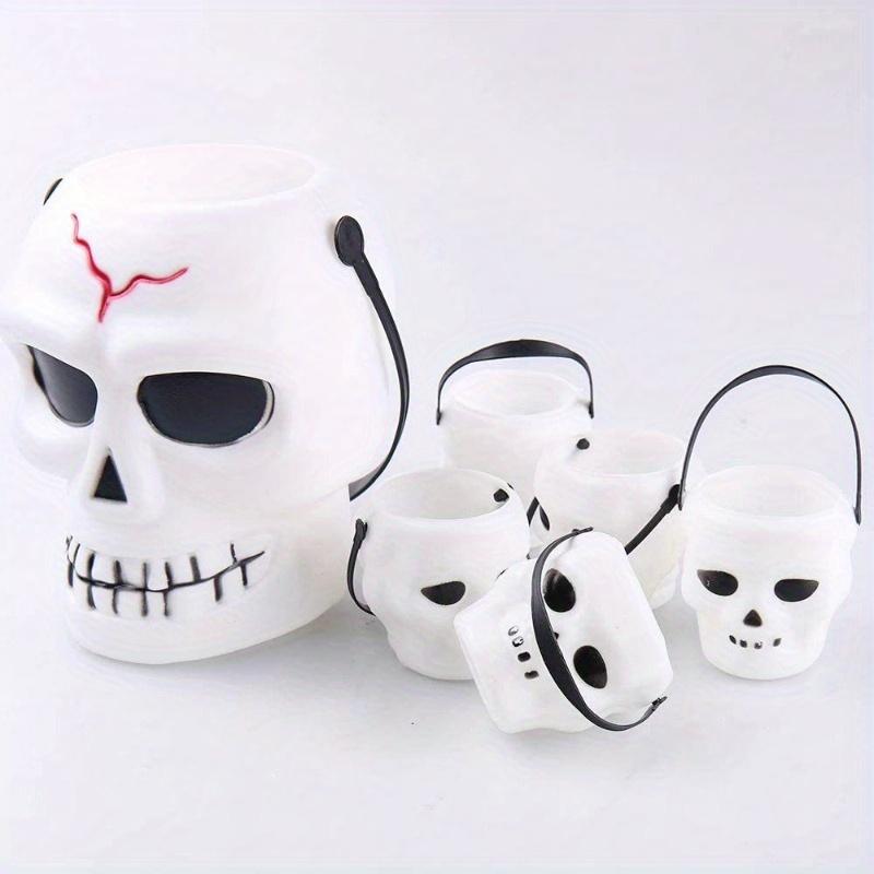1pc Halloween Skeleton Bucket Portable Skeleton Bucket Barrel Lightweight Shaped Trick or Treat Basket Ornament Halloween