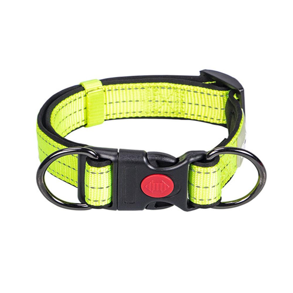 Reflective Dog Collar Soft Neoprene Padded Nylon Pet Puppy Collar Adjustable Medium Large Dog Collar with Quick Release Buckle