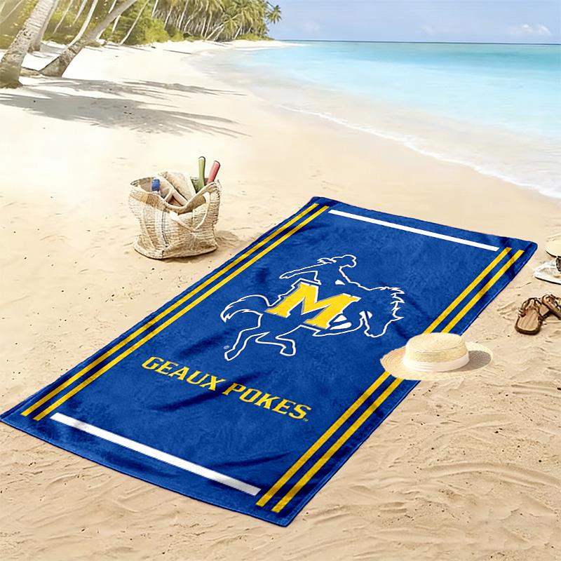 McNeese State Cowboys Print Beach Towel, Large Soft Quick Dry Towel for Beach Camping Swimming