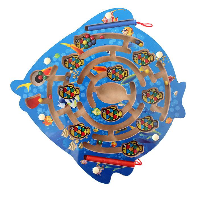 Деревянные игрушки, шариковая катушка, магнитная ручка, лабиринт, трек, развитие детских интеллектуальных игрушек