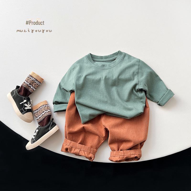 Children's Five-Color Cotton T-Shirt ~ 2025 Spring/Autumn Korean Forest Style for Girls.