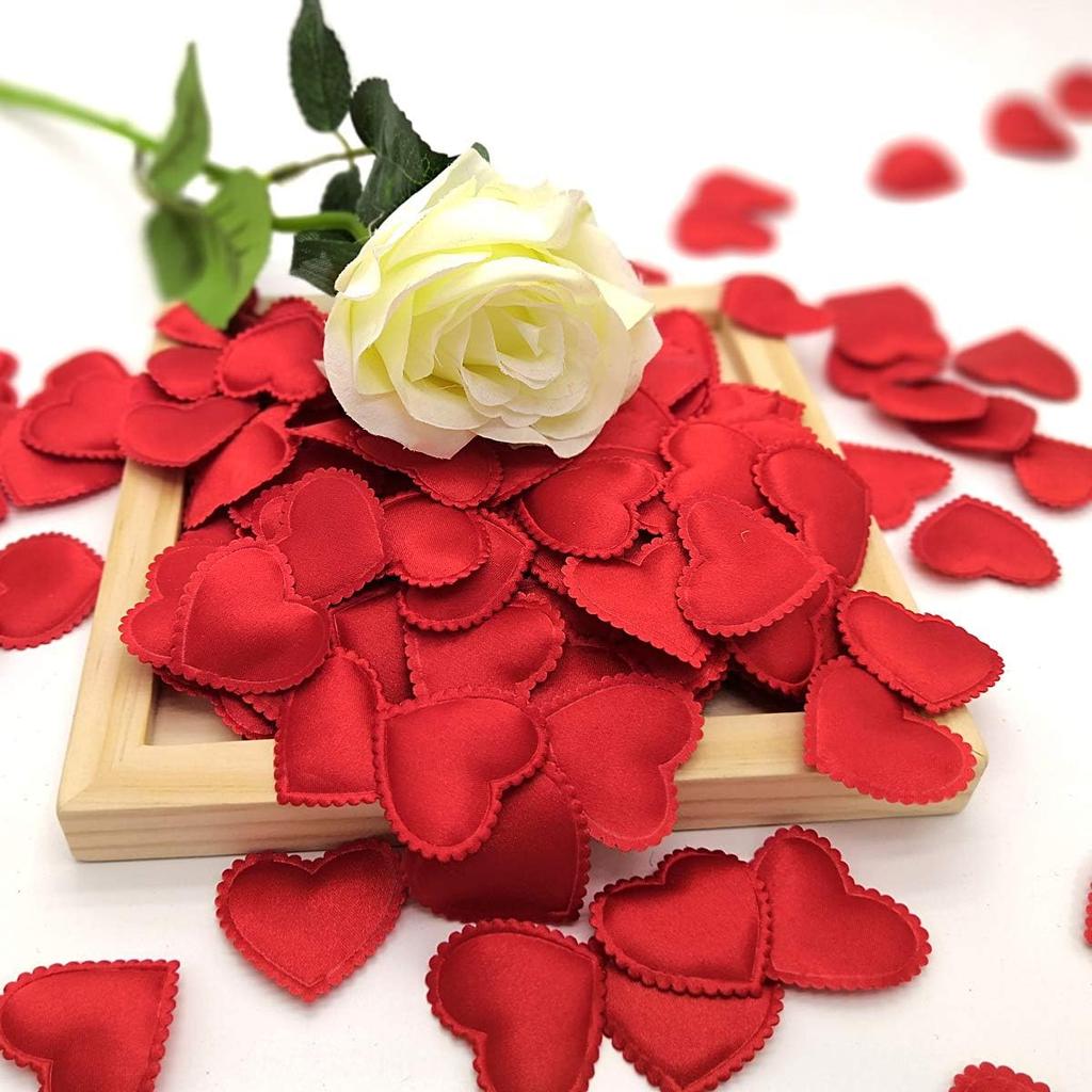 100/200Pcs Artificial Love Heart Petals Valentine's Day Wedding Party Confetti Petals Sponge Satin Fabric Table Bed Decorations