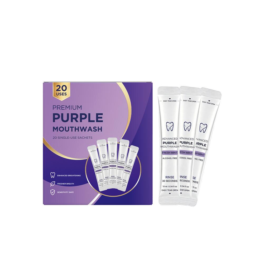 Purple Portable Mouthwash – Fresh Mint Breath Freshener for Clean Teeth