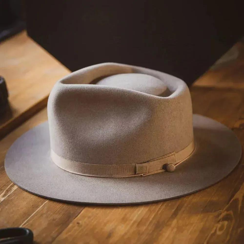 Hot-selling French top hat autumn and winter camel pure wool felt hat with webbing decorative wool hat