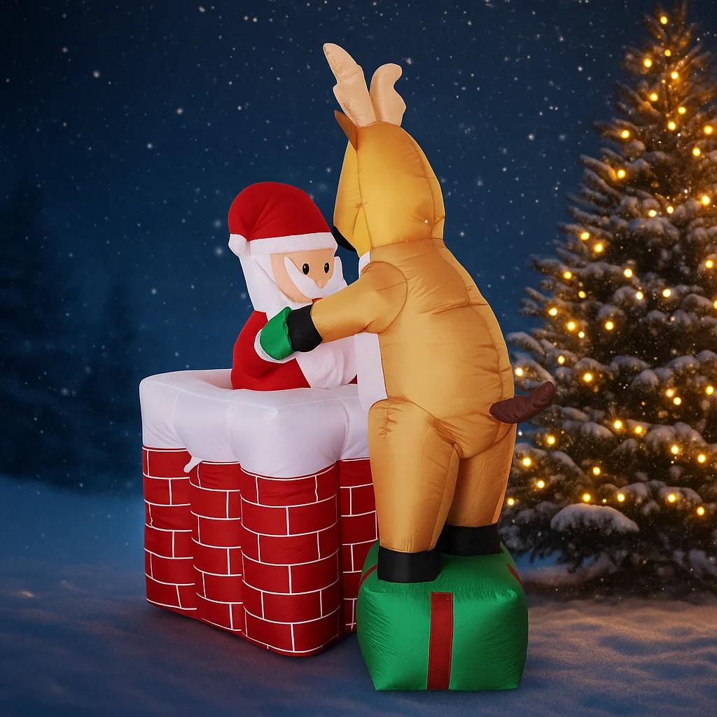 4.92FT Inflatable Toy Snow Globe Santa Reindeer Festive Holiday Gift Xmas Decorations for Yard Christmas Supplie Home Decoration