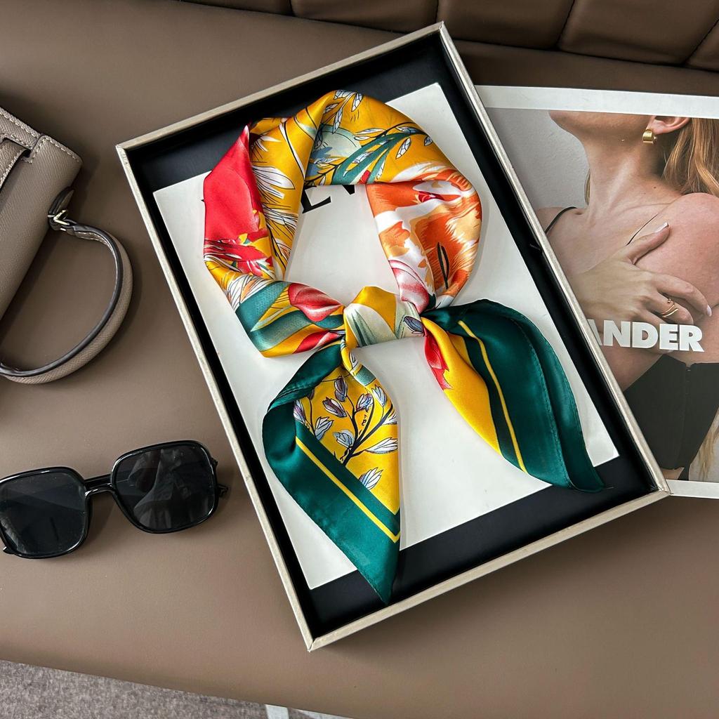 Шелковый шарф премиум-класса с принтом в корейском стиле - Универсальный модный аксессуар