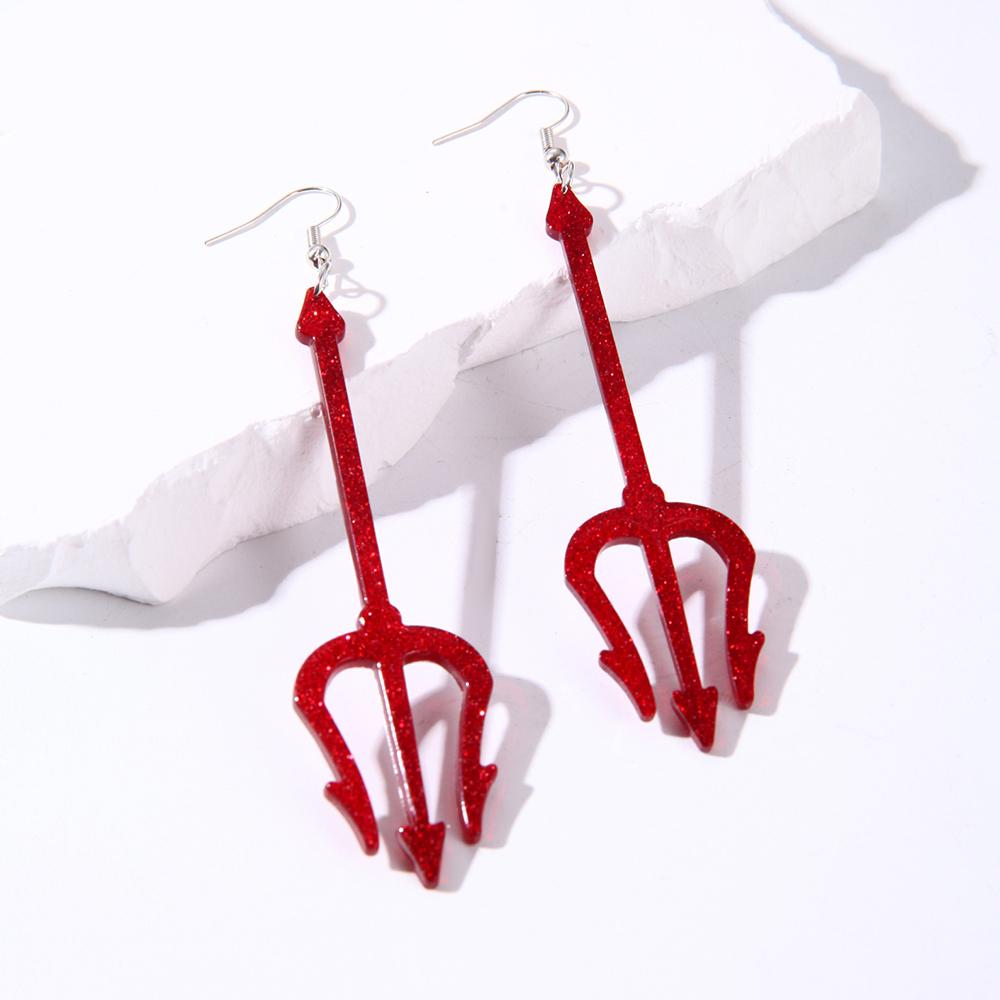1 пара серег-дьяволят, серьги на Хэллоуин, висячие красные дьявольские аксессуары для женщин