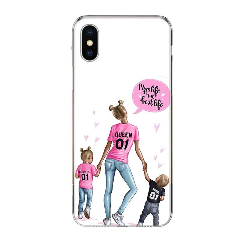 Мама Малышка Девочки Для iPhone 17 Air 16 15 14 Plus 13 Mini 12 11 Pro Max Чехол для телефона 16E 7 Печать 8 SE Fundas Чехол Мягкий Coque 16 15 1