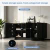 Living Room Sideboard (35 x 160 x 60 cm), Cabinet with 3 Doors, High-Gloss Storage, 6 Shelf Compartments, Wide, Black, Chipboard, Easy to Clean