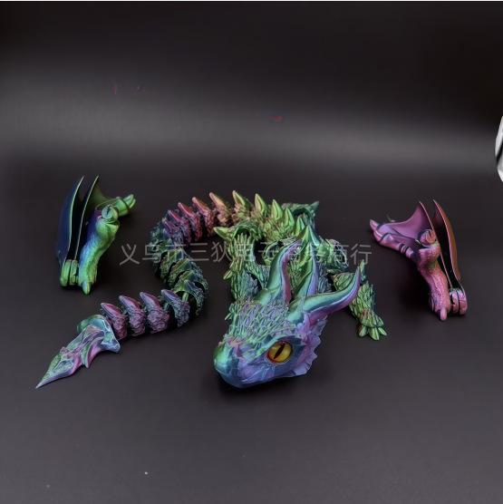 3D-печатная шарнирная большая летающая фигурка дракона с рогами, ornament, игрушка, подарок