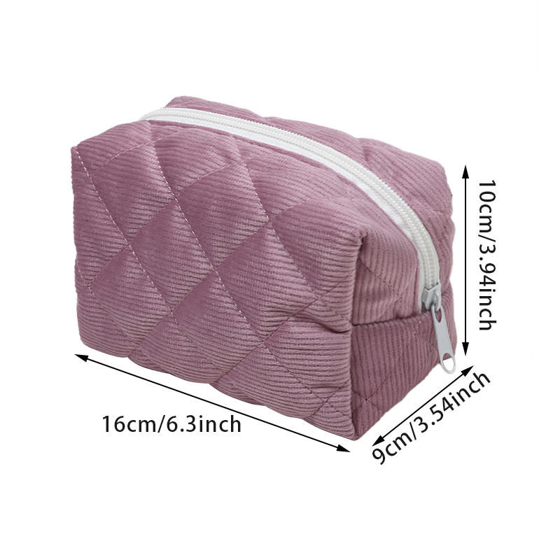 Вельветовая косметичка, симпатичная женская сумка для хранения, портативная косметичка большой вместимости